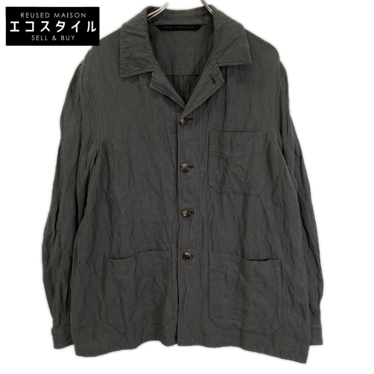FORME d'expression フォルム デ エクスプレッション 22SS グレー コットンリネンツイル シワ加工 THE WORK JACKET ジャケット