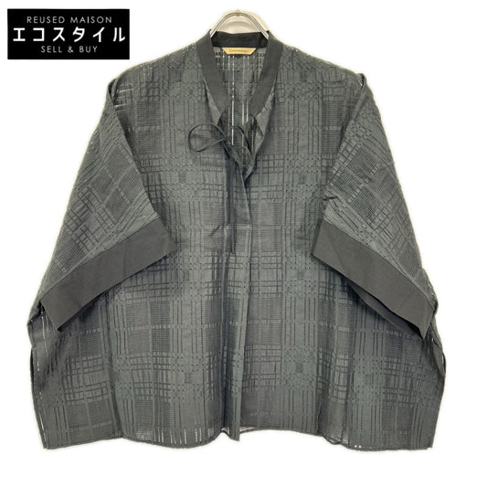 カレンソロジー Curensology 26SS CL606117ER-00 ブラック リネンブレンド シアーチェックブラウス トップス
