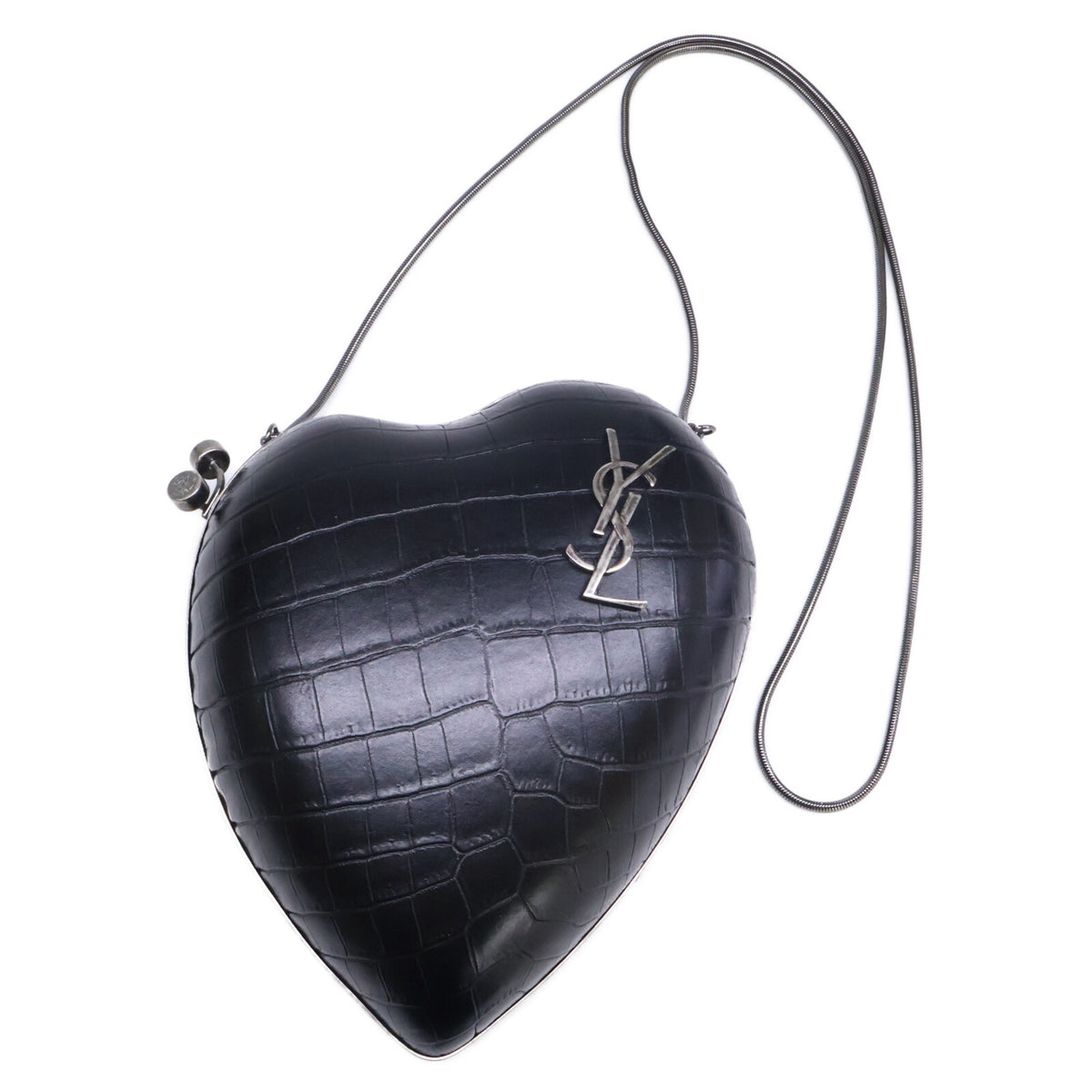 SAINT LAURENT PARIS サンローランパリ 美品 466212 型押しカーフ LOVEボックス チェーン ショルダーバッグ