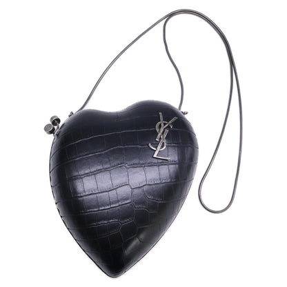 SAINT LAURENT PARIS サンローランパリ 美品 466212 型押しカーフ LOVEボックス チェーン ショルダーバッグ