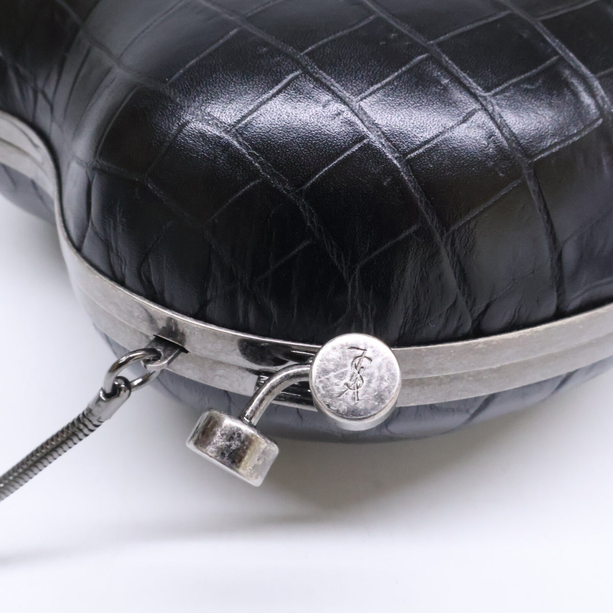SAINT LAURENT PARIS サンローランパリ 美品 466212 型押しカーフ LOVEボックス チェーン ショルダーバッグ