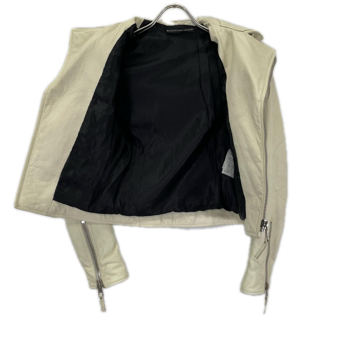 BALENCIAGA バレンシアガ 12年製 256302 TCH99 ホワイト レザー ダブルライダースジャケット ジャケット
