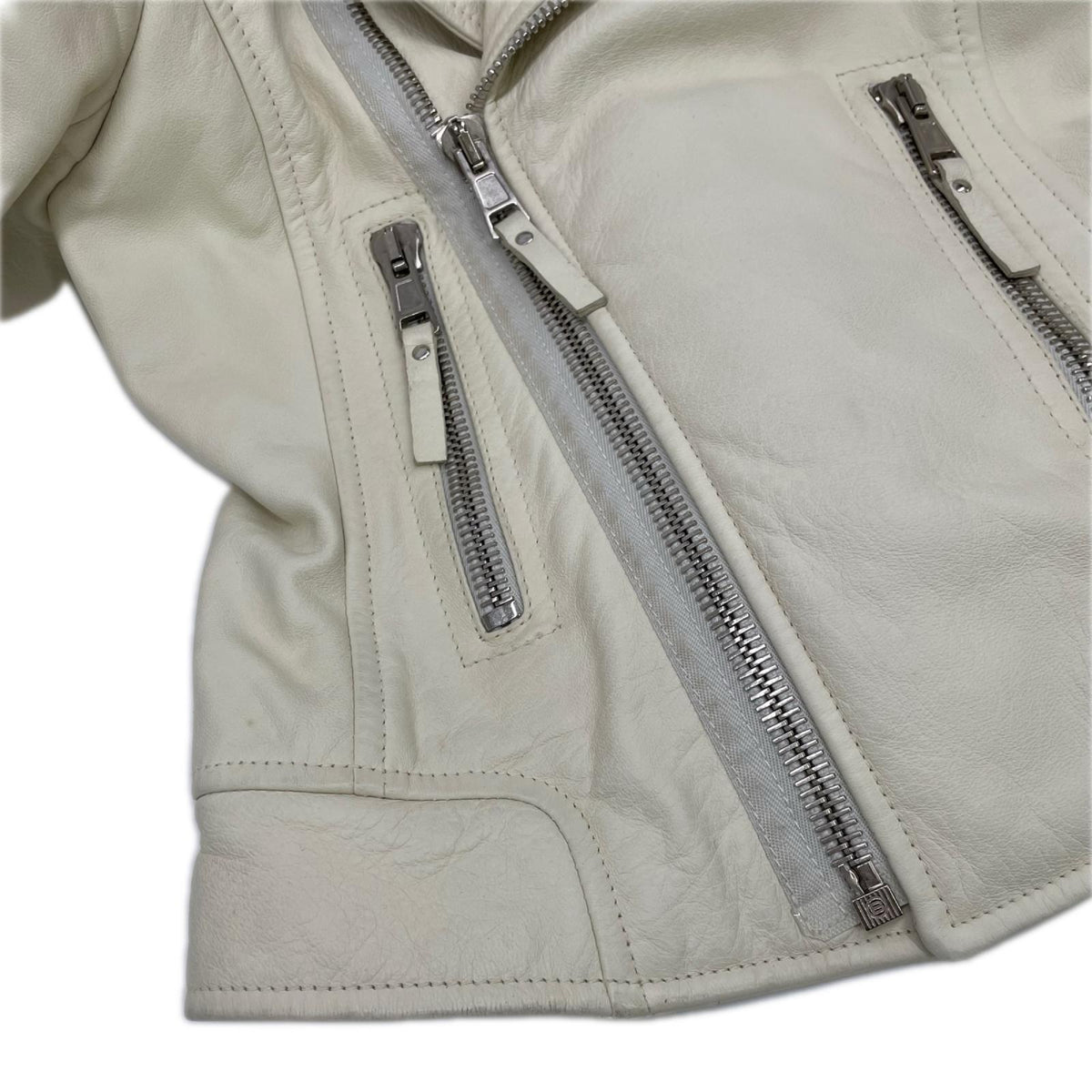 BALENCIAGA バレンシアガ 12年製 256302 TCH99 ホワイト レザー ダブルライダースジャケット ジャケット