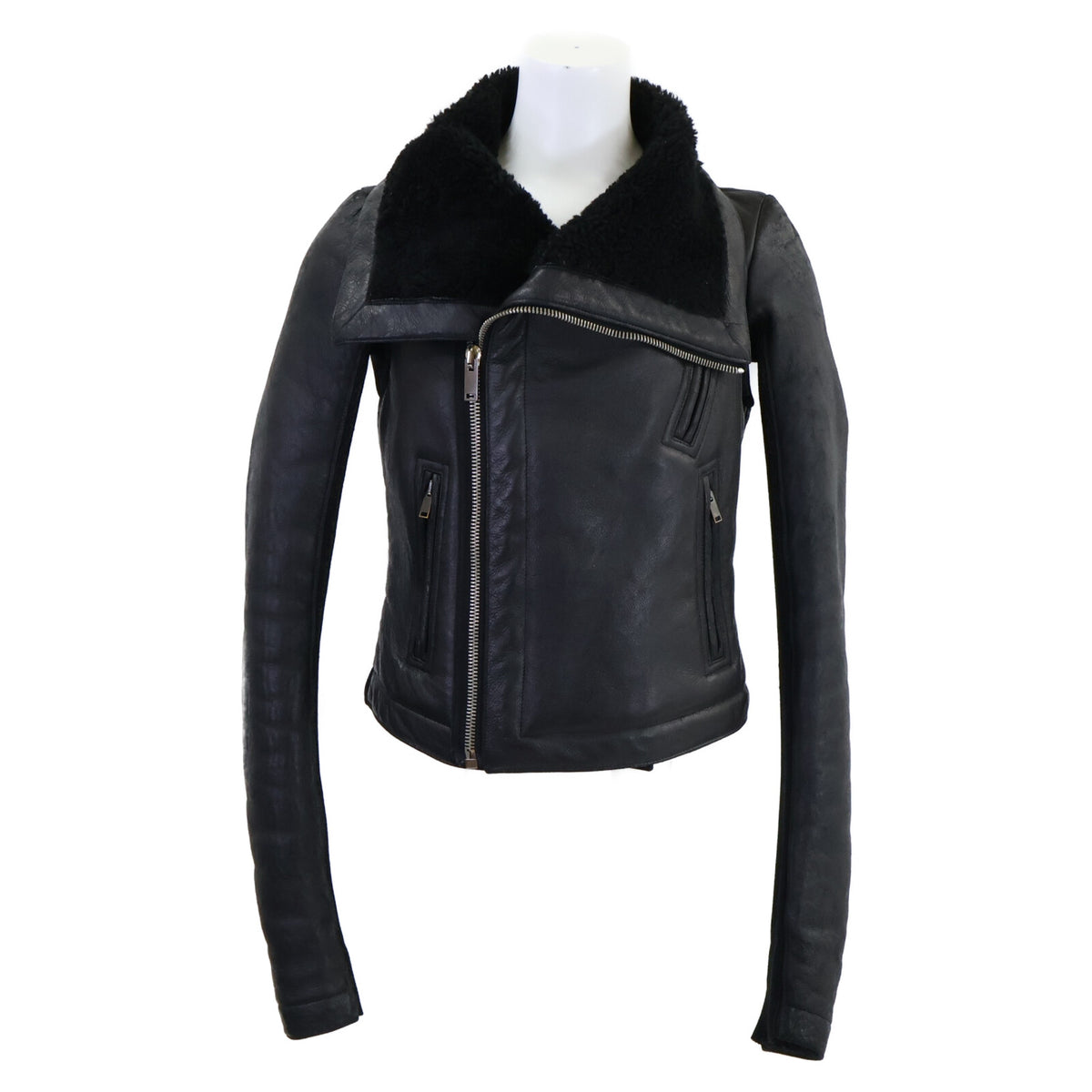 Rick Owens リックオウエンス 【国内正規】PP13F07058 シアリングラム ニット切替 ハイネック ライダースジャケット ジャケット