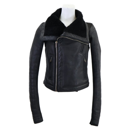 Rick Owens リックオウエンス 【国内正規】PP13F07058 シアリングラム ニット切替 ハイネック ライダースジャケット ジャケット