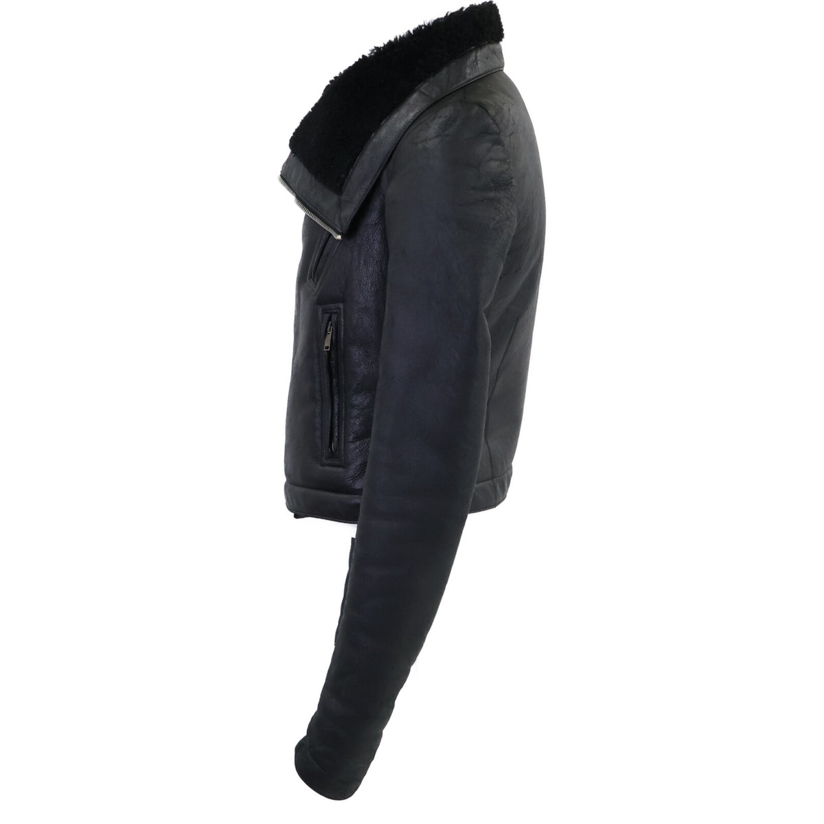 Rick Owens リックオウエンス 【国内正規】PP13F07058 シアリングラム ニット切替 ハイネック ライダースジャケット ジャケット