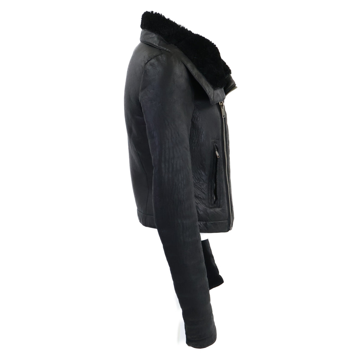 Rick Owens リックオウエンス 【国内正規】PP13F07058 シアリングラム ニット切替 ハイネック ライダースジャケット ジャケット