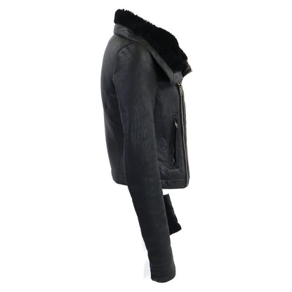 Rick Owens リックオウエンス 【国内正規】PP13F07058 シアリングラム ニット切替 ハイネック ライダースジャケット ジャケット