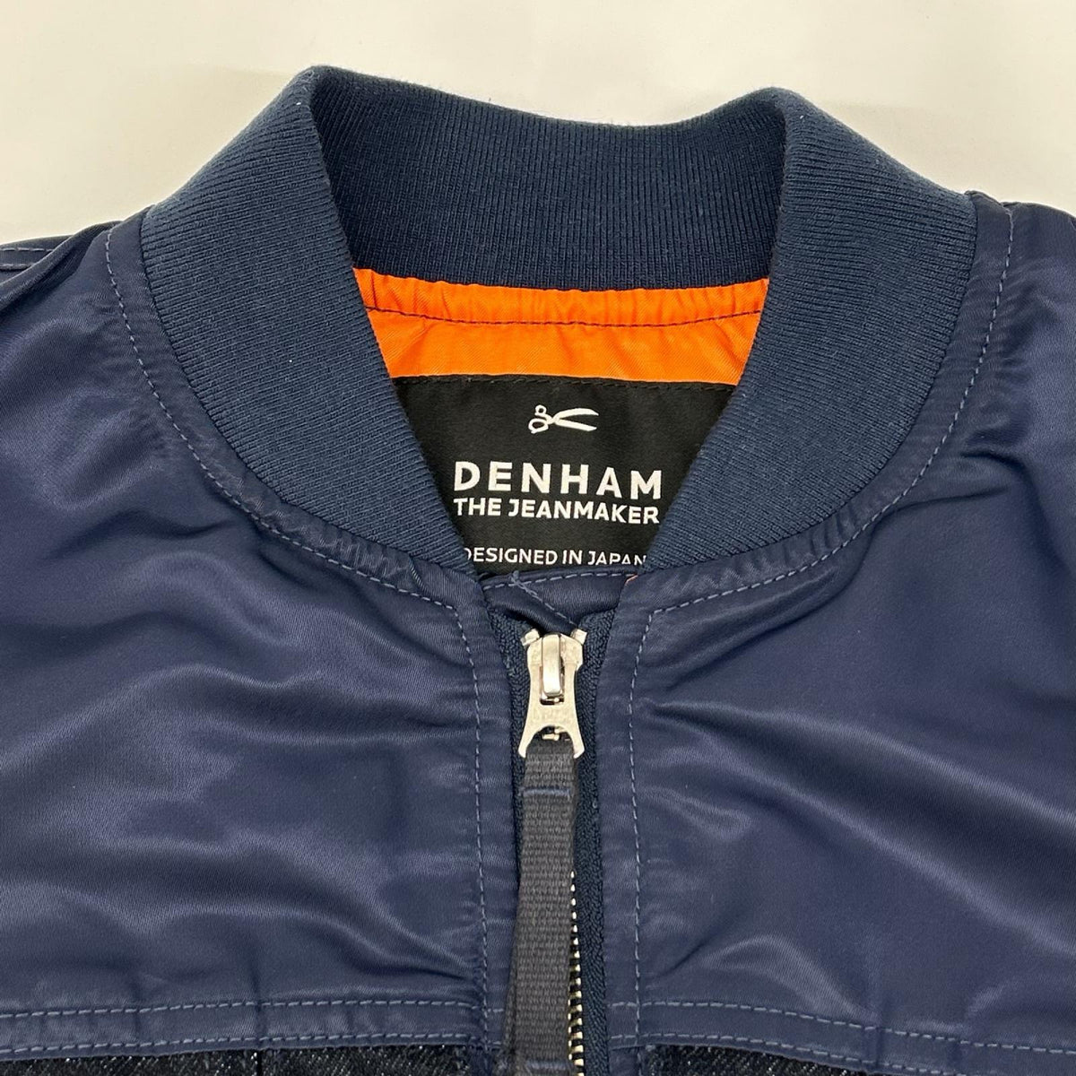 DENHAM デンハム 02250920996 ネイビー ナイロン インディゴ染め デニムドッキング MA-1 フライトジャケット ジャケット