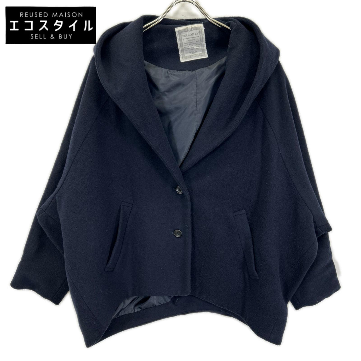 BEARDSLEY ビアズリー BEZ1002408A0006 ネイビー ウール100 コクーンフーディコート コート
