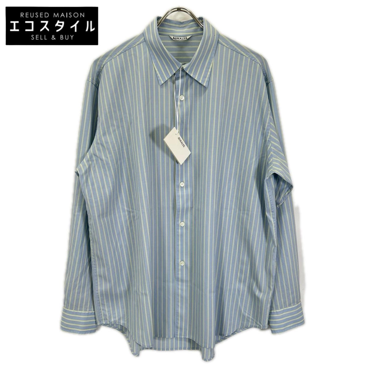 AURALEE オーラリー 26SS A26SS01WW ブルー SUPER FINE WOOL STRIPE SHIRT トップス