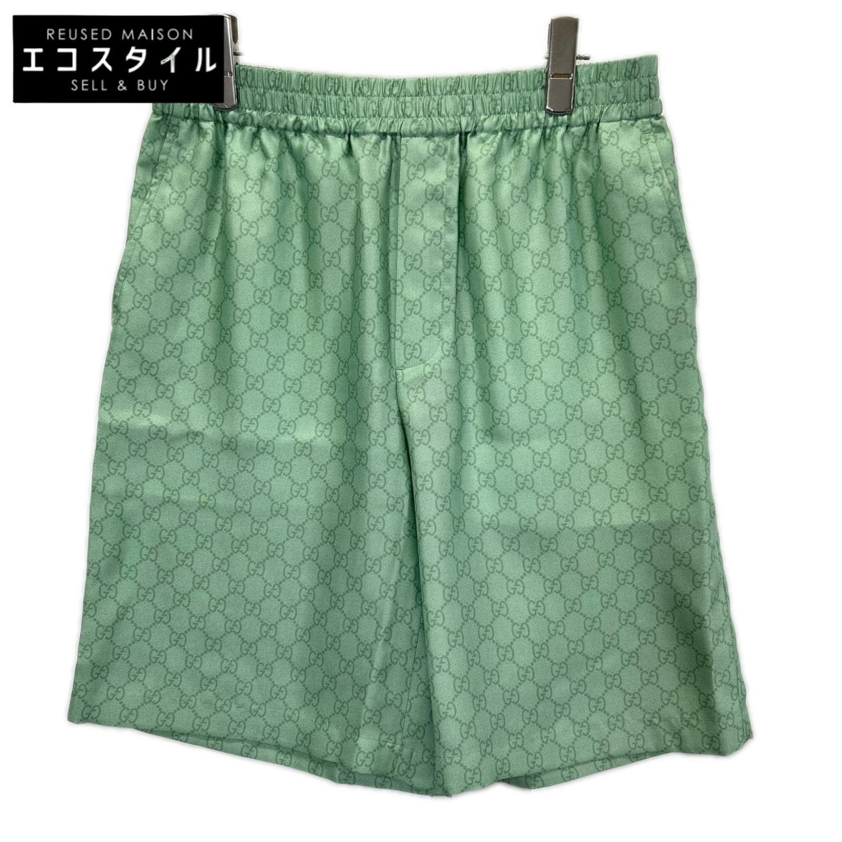 GUCCI グッチ ×ヒグチユウコ 日本限定 864050 ZAUTT グリーン GG総柄 シルクツイル ショートパンツ ボトムス