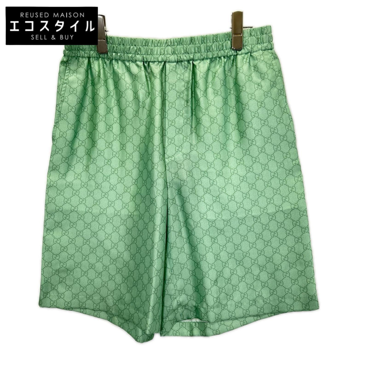 GUCCI グッチ ×ヒグチユウコ 日本限定 864050 ZAUTT グリーン GG総柄 シルクツイル ショートパンツ ボトムス