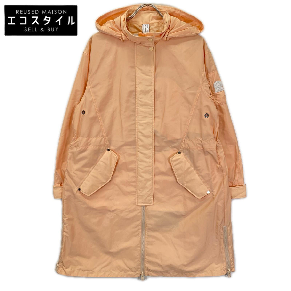 BOGNER ボグナー ライトオレンジ ナイロン フーデッドミリタリーコート コート
