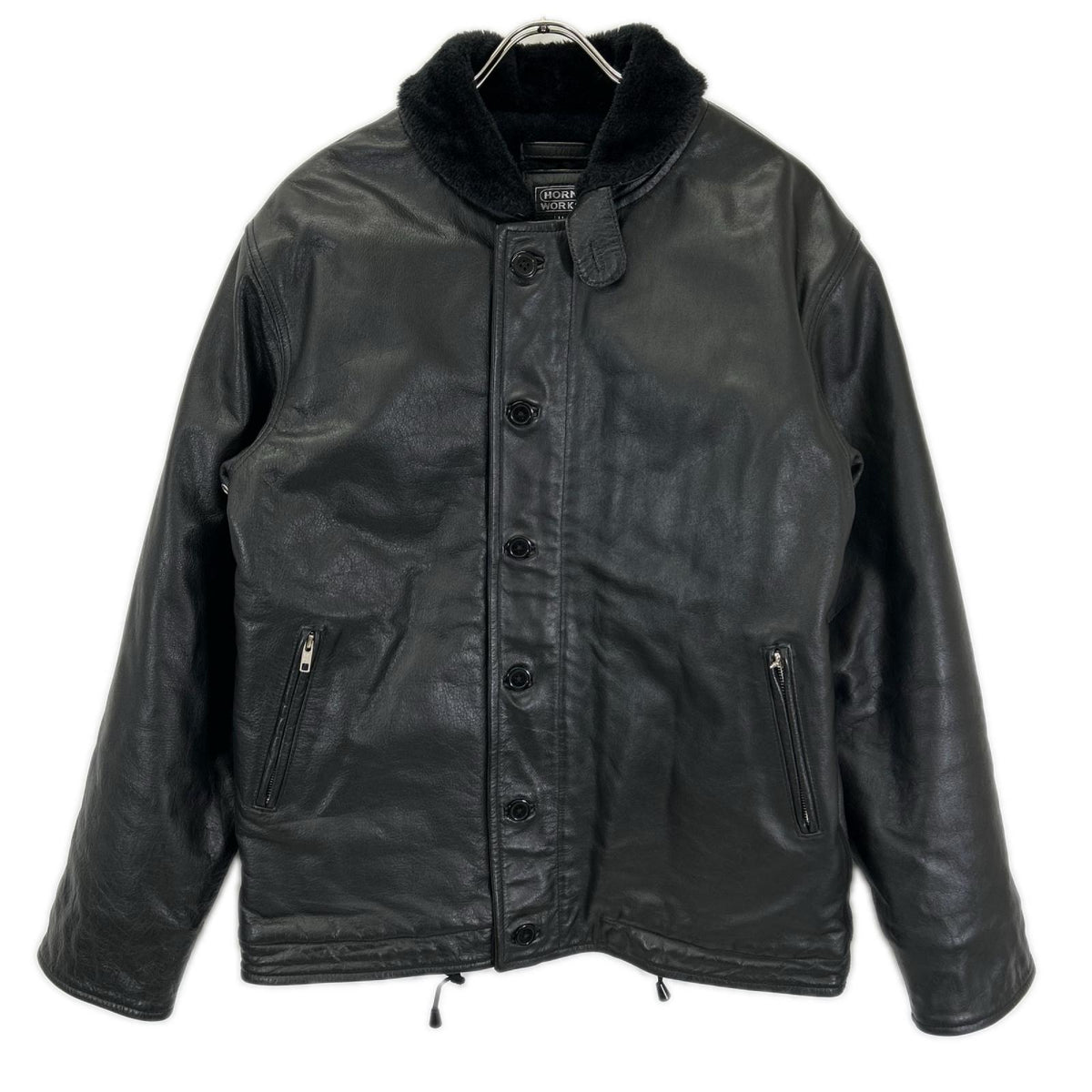HORN WORKS ホーンワークス ブラック バッファローレザー N-1 デッキジャケット ジャケット