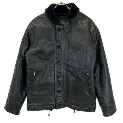 HORN WORKS ホーンワークス ブラック バッファローレザー N-1 デッキジャケット ジャケット