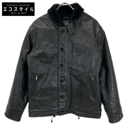 HORN WORKS ホーンワークス ブラック バッファローレザー N-1 デッキジャケット ジャケット