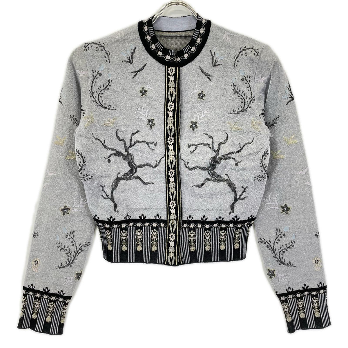 Mame Kurogouchi マメクロゴウチ 26SS MM26SS-KN087 ブラック Layered Jacquard Knit Cardigan/レイヤードジャガードニットカーディガン トップス
