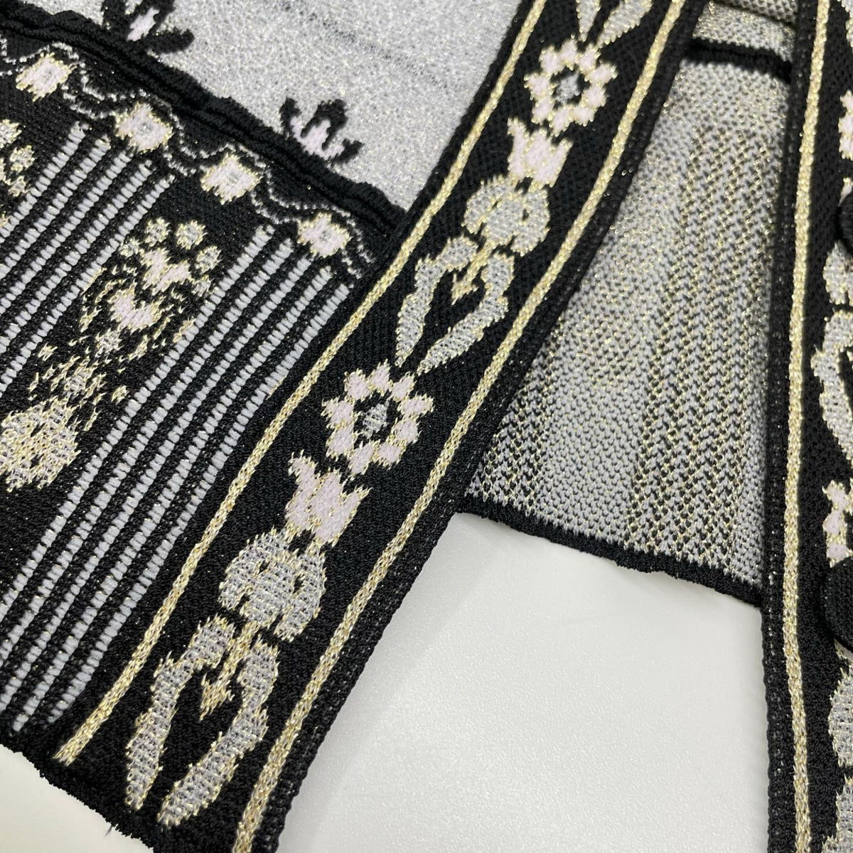 Mame Kurogouchi マメクロゴウチ 26SS MM26SS-KN087 ブラック Layered Jacquard Knit Cardigan/レイヤードジャガードニットカーディガン トップス