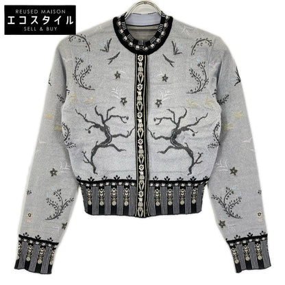 Mame Kurogouchi マメクロゴウチ 26SS MM26SS-KN087 ブラック Layered Jacquard Knit Cardigan/レイヤードジャガードニットカーディガン トップス