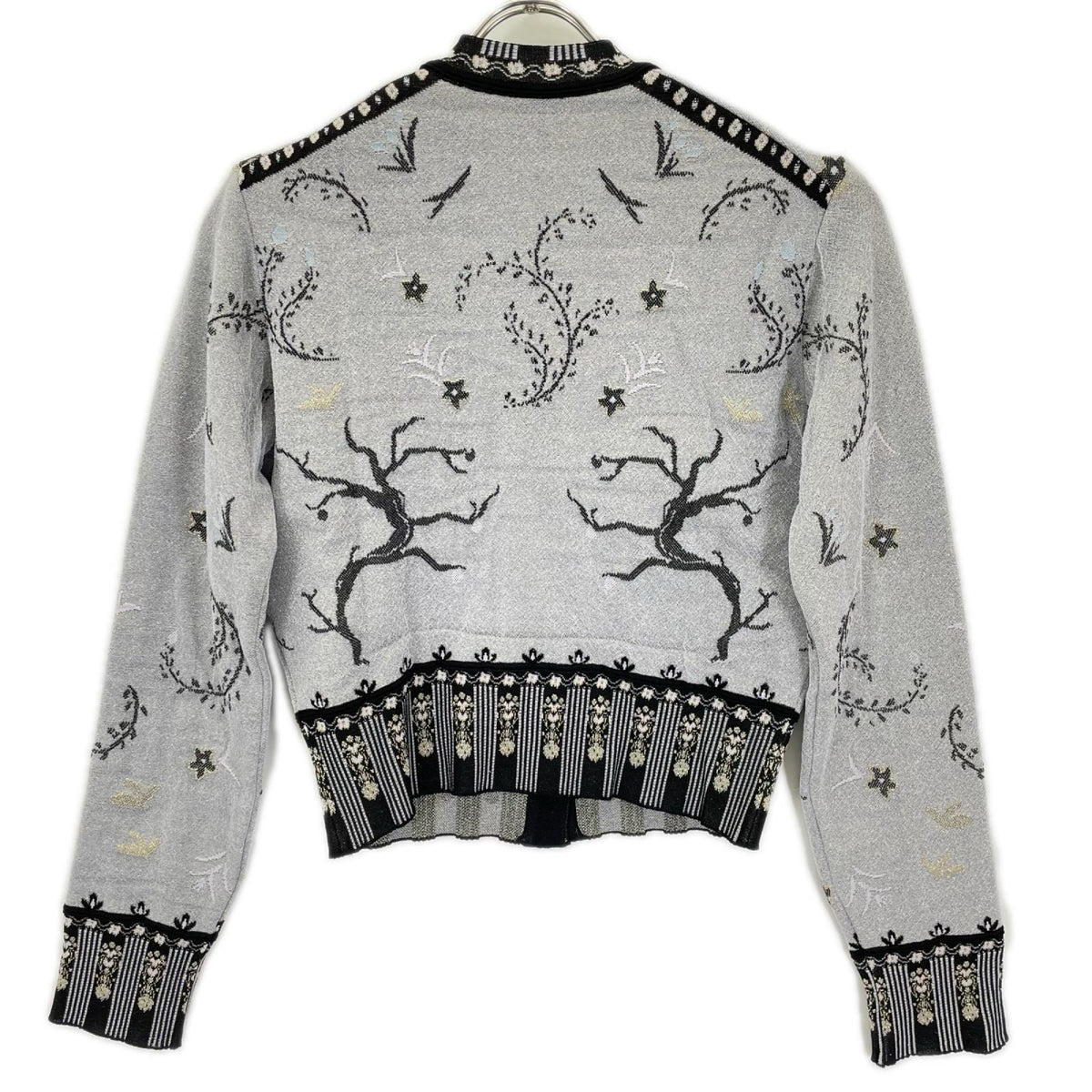 Mame Kurogouchi マメクロゴウチ 26SS MM26SS-KN087 ブラック Layered Jacquard Knit Cardigan/レイヤードジャガードニットカーディガン トップス