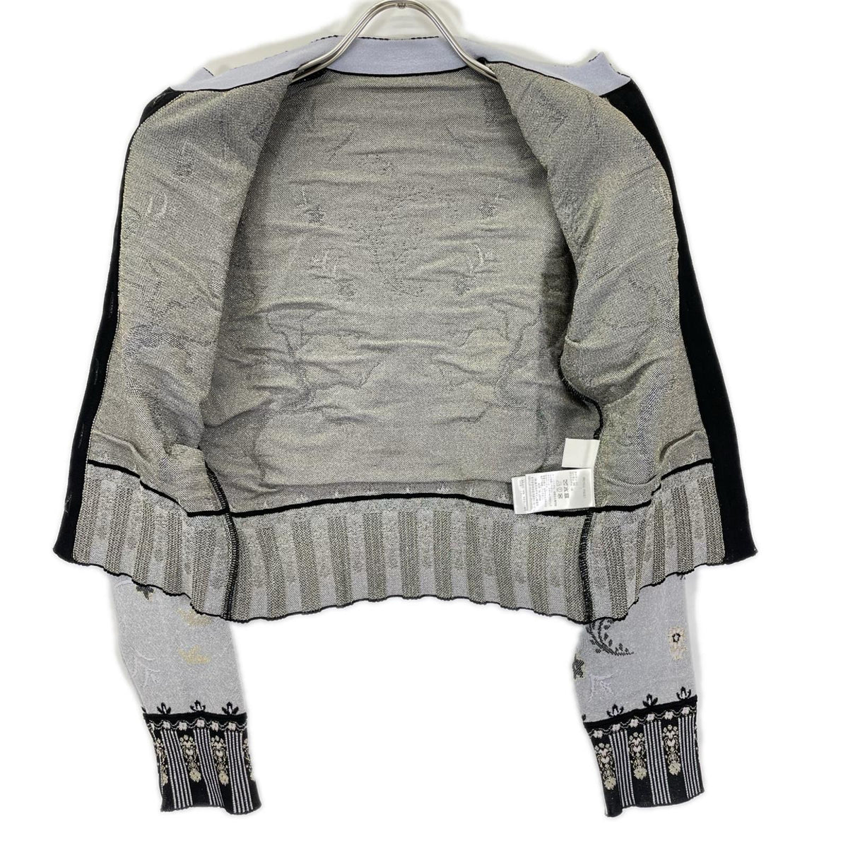 Mame Kurogouchi マメクロゴウチ 26SS MM26SS-KN087 ブラック Layered Jacquard Knit Cardigan/レイヤードジャガードニットカーディガン トップス