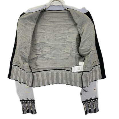Mame Kurogouchi マメクロゴウチ 26SS MM26SS-KN087 ブラック Layered Jacquard Knit Cardigan/レイヤードジャガードニットカーディガン トップス