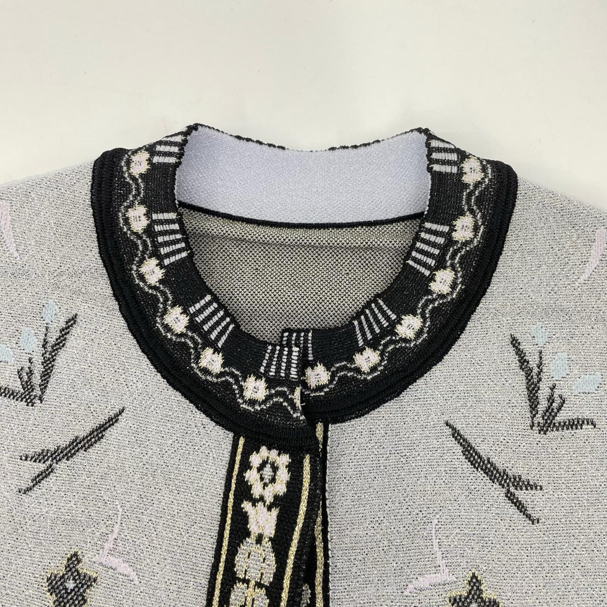 Mame Kurogouchi マメクロゴウチ 26SS MM26SS-KN087 ブラック Layered Jacquard Knit Cardigan/レイヤードジャガードニットカーディガン トップス