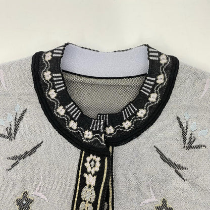 Mame Kurogouchi マメクロゴウチ 26SS MM26SS-KN087 ブラック Layered Jacquard Knit Cardigan/レイヤードジャガードニットカーディガン トップス