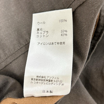 unfil アンフィル OEFL-UM220 ブラウン ウール100 NAPPED WOOL-MELTON BAND COLLAR COAT コート