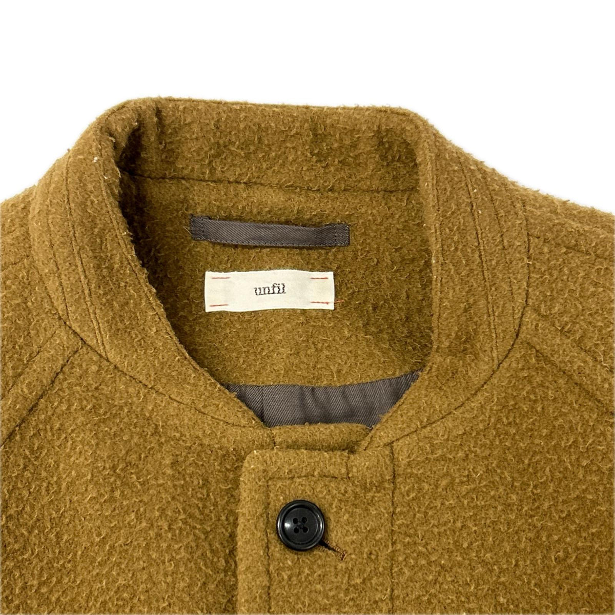 unfil アンフィル OEFL-UM220 ブラウン ウール100 NAPPED WOOL-MELTON BAND COLLAR COAT コート