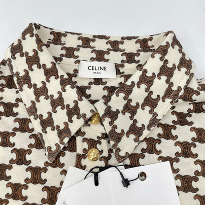 CELINE セリーヌ 2X37B962R ウール×カシミヤ トリオンフ 金ボタン ロングワンピース ワンピース