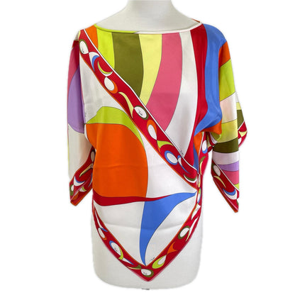EMILIO PUCCI エミリオプッチ マルチカラー シルク100 スカーフ柄 ポンチョ/プルオーバー トップス