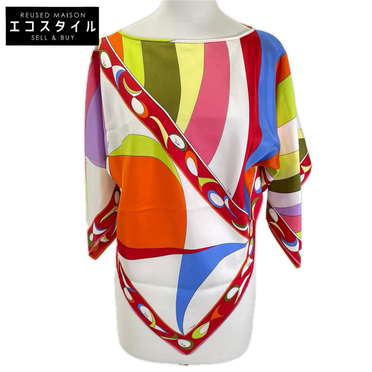 EMILIO PUCCI エミリオプッチ マルチカラー シルク100 スカーフ柄 ポンチョ/プルオーバー トップス