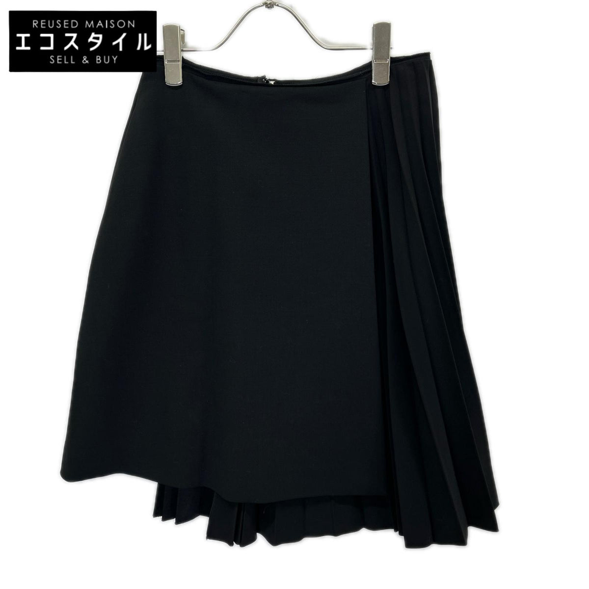 FOXEY フォクシー 37115-ASFI415T Pleats Chic/プリーツシック ブラック ウール混 アシンメトリーミディアムスカート スカート
