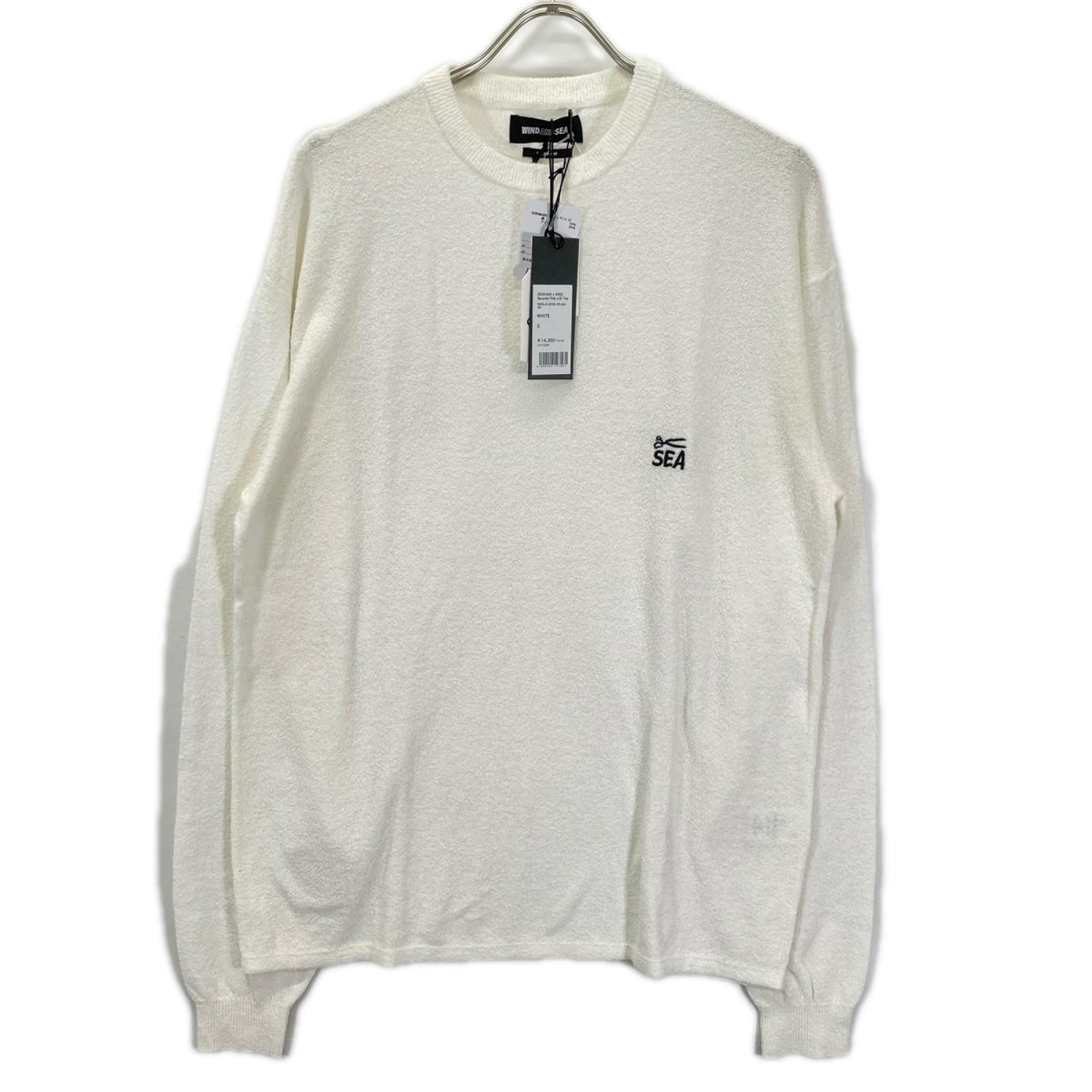 DENHAM デンハム ×WIND AND SEA 01-25-05-52-341 ホワイト シザーロゴ刺繍 Bouclet Pile L/S Tee トップス