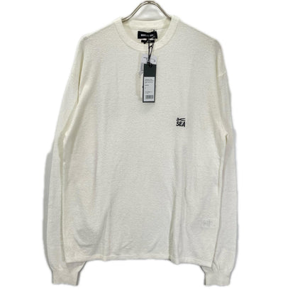 DENHAM デンハム ×WIND AND SEA 01-25-05-52-341 ホワイト シザーロゴ刺繍 Bouclet Pile L/S Tee トップス