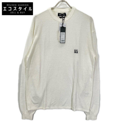 DENHAM デンハム ×WIND AND SEA 01-25-05-52-341 ホワイト シザーロゴ刺繍 Bouclet Pile L/S Tee トップス