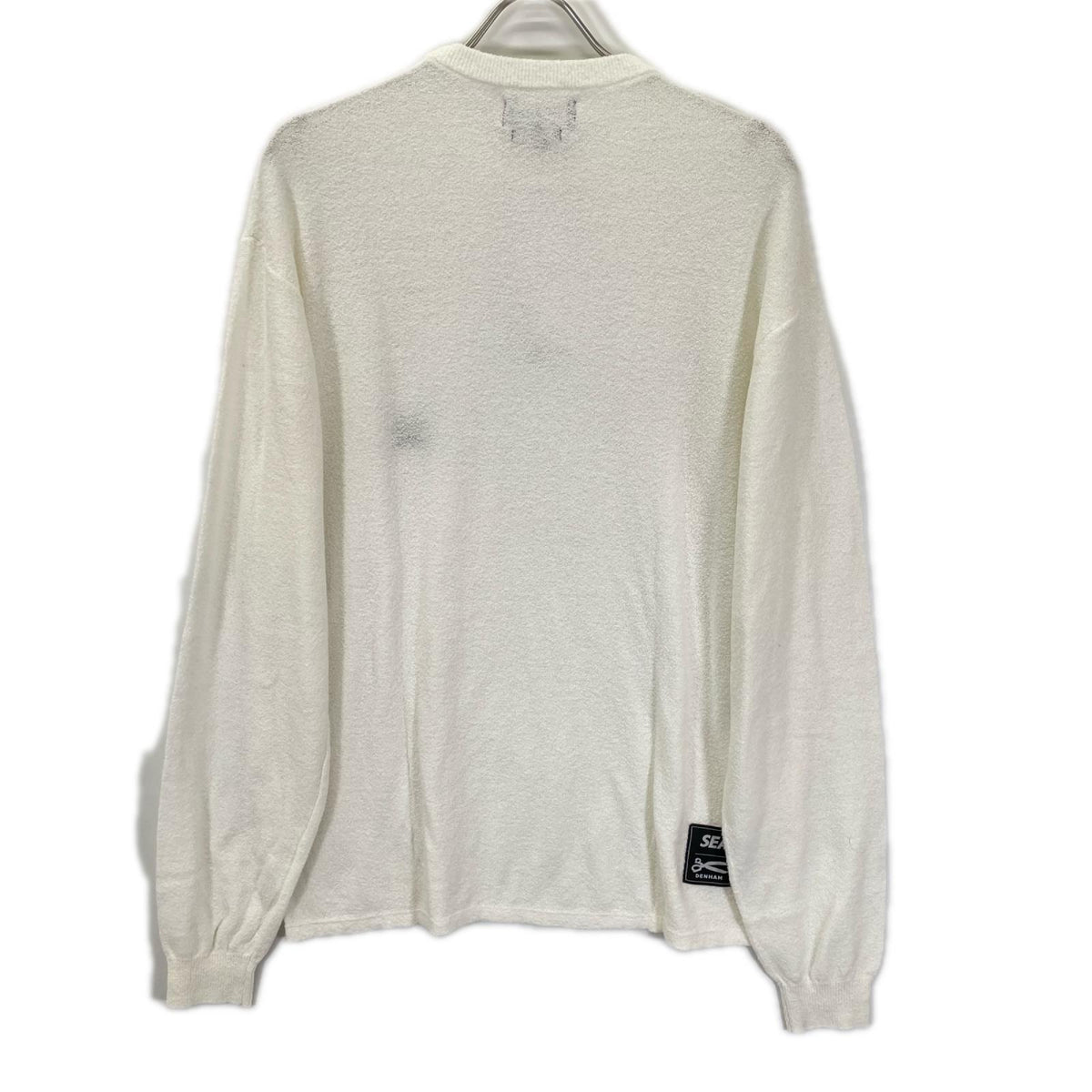 DENHAM デンハム ×WIND AND SEA 01-25-05-52-341 ホワイト シザーロゴ刺繍 Bouclet Pile L/S Tee トップス