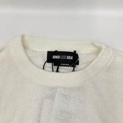 DENHAM デンハム ×WIND AND SEA 01-25-05-52-341 ホワイト シザーロゴ刺繍 Bouclet Pile L/S Tee トップス