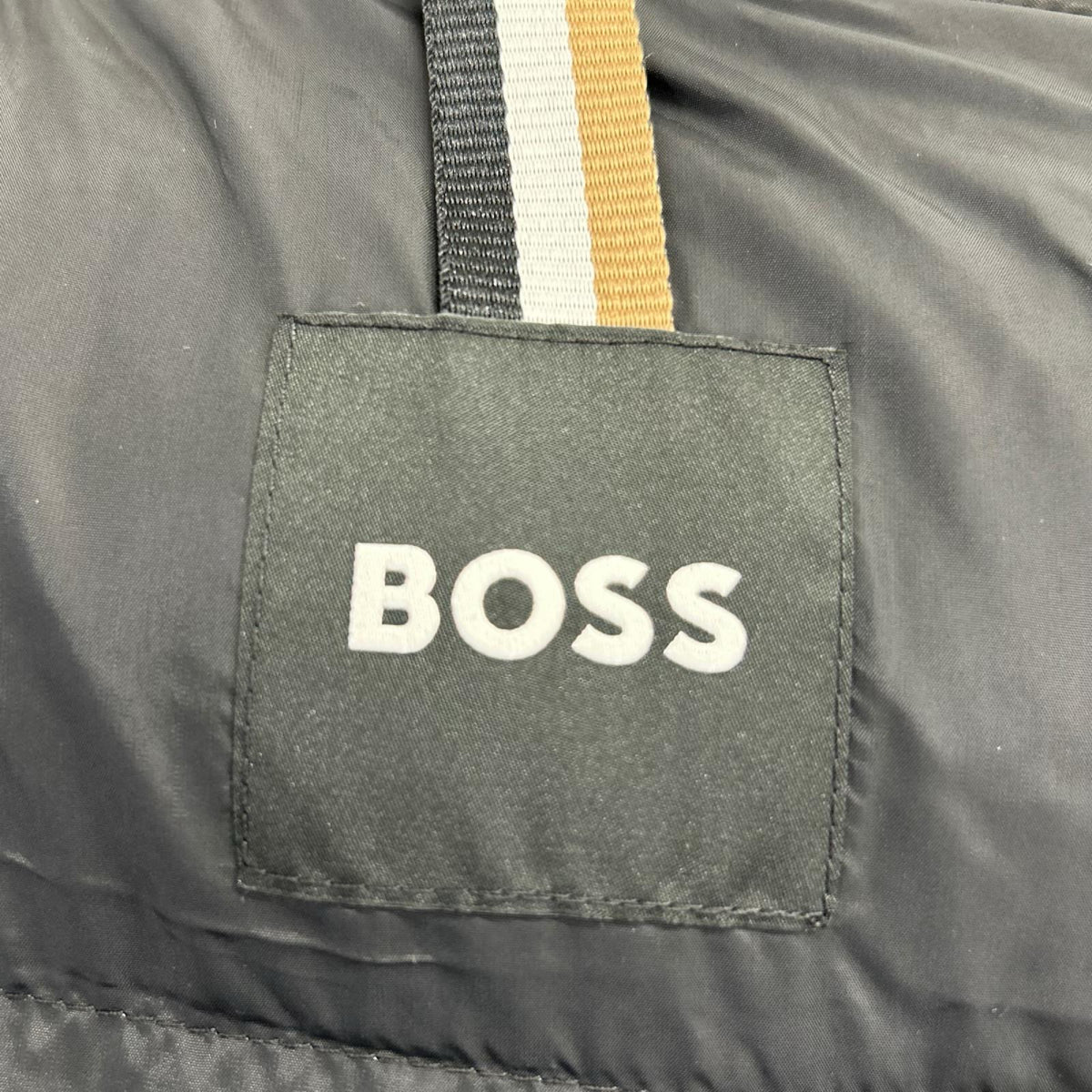 BOSS ボス ブラック ウォーターリペレント モノグラムジャカード フーデッド パデッドジャケット ジャケット