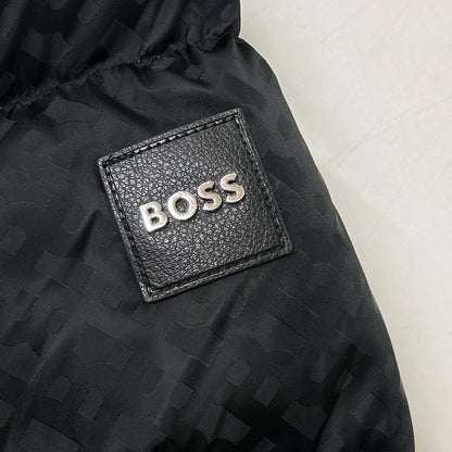BOSS ボス ブラック ウォーターリペレント モノグラムジャカード フーデッド パデッドジャケット ジャケット
