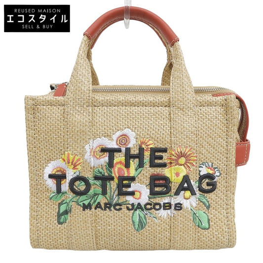 MARC JACOBS マーク ジェイコブス ラフィア デイジー THE TOTE BAG 2WAY トート ハンドバッグ ショルダー レディース ベージュ×レッド系 ハンドバッグ