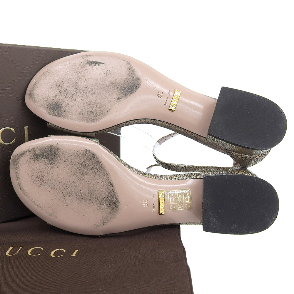 GUCCI 古驰 亮片 马衔扣 Liliane 搭扣踝带凉鞋 女士 银色系 36 鞋子
