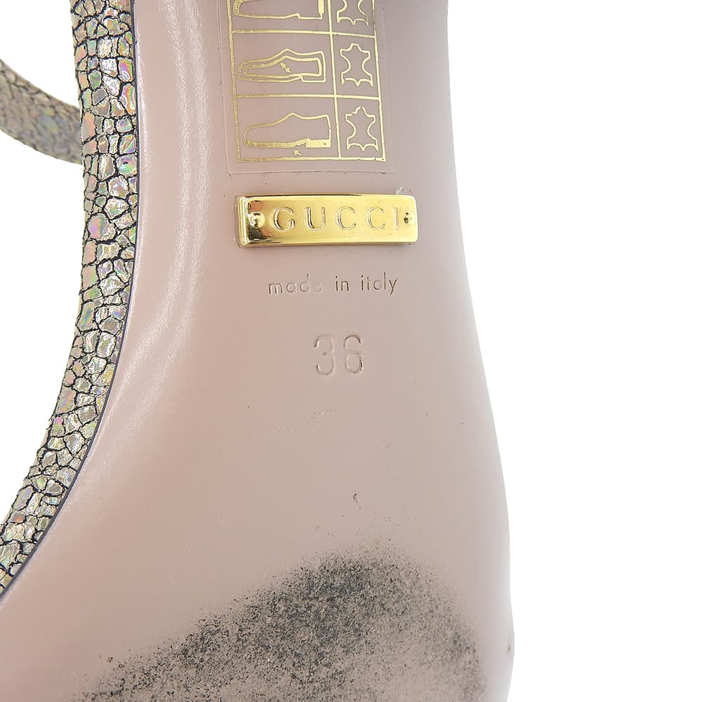 GUCCI 古驰 亮片 马衔扣 Liliane 搭扣踝带凉鞋 女士 银色系 36 鞋子