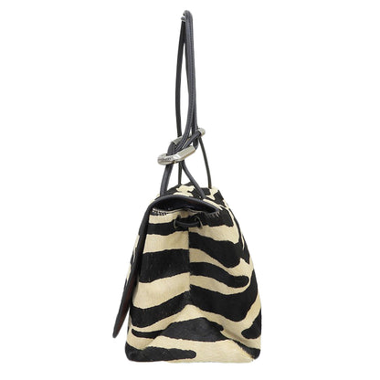 MARC JACOBS マーク ジェイコブス 美品 ゼブラ ヘアカーフレザー デュアルバッグ ショルダーバッグ レディース ブラック×ベージュ ショルダーバッグ