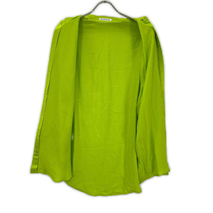 BALENCIAGA バレンシアガ 20年製 623037 ネオンイエロー 総柄 シルク シャツ トップス