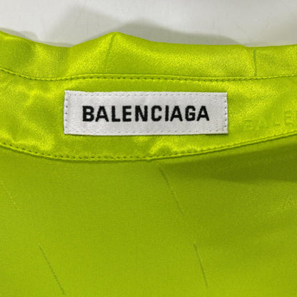 BALENCIAGA バレンシアガ 20年製 623037 ネオンイエロー 総柄 シルク シャツ トップス