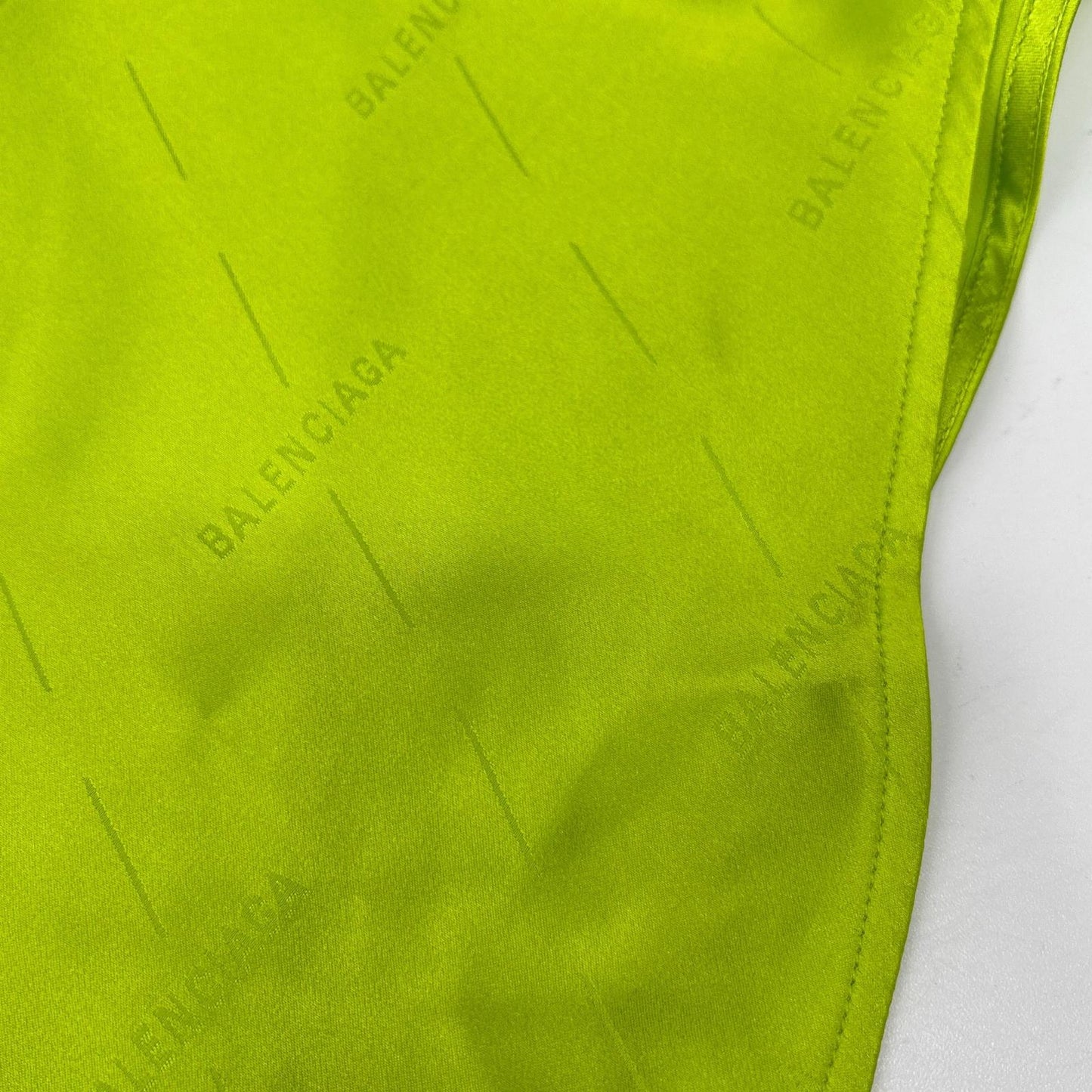 BALENCIAGA バレンシアガ 20年製 623037 ネオンイエロー 総柄 シルク シャツ トップス