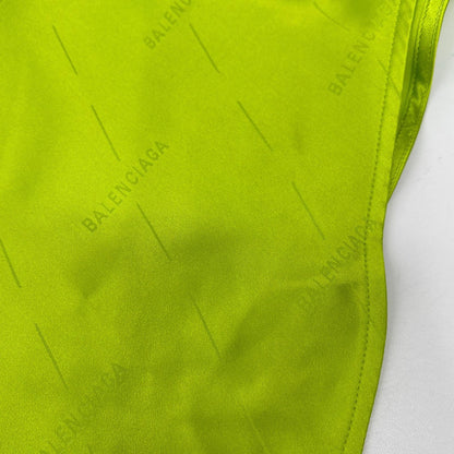 BALENCIAGA バレンシアガ 20年製 623037 ネオンイエロー 総柄 シルク シャツ トップス